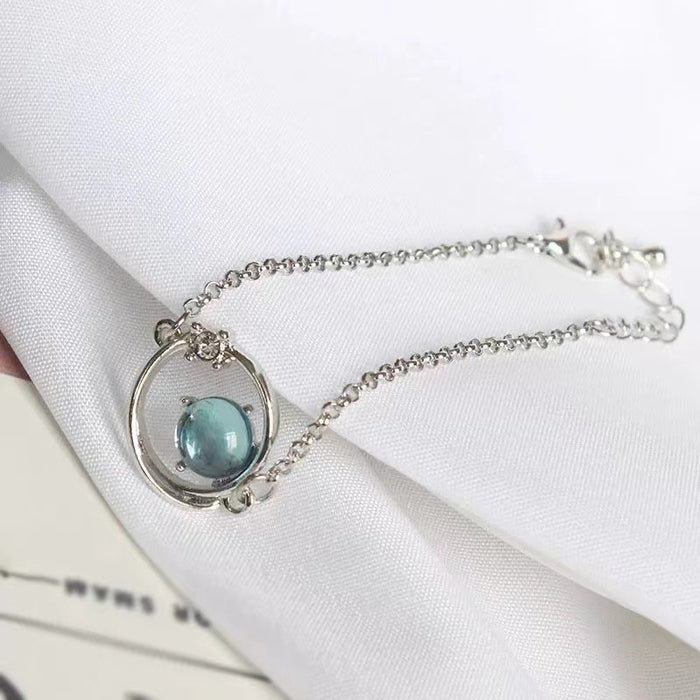 Wholesale Dreamy starry sky colorful planet pink cat' s eye bracelet