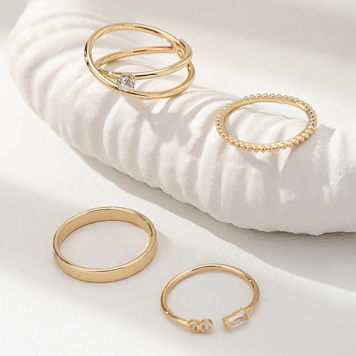 Wholesale  One  Set of Simple Daily Metal Ring Set