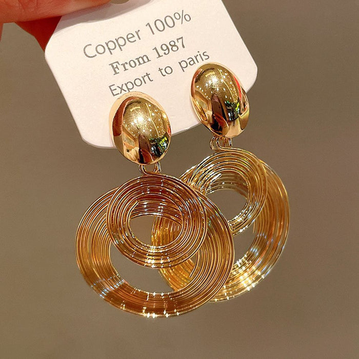 Wholesale Silver needle metal coiled round earrings niche fashion high-end