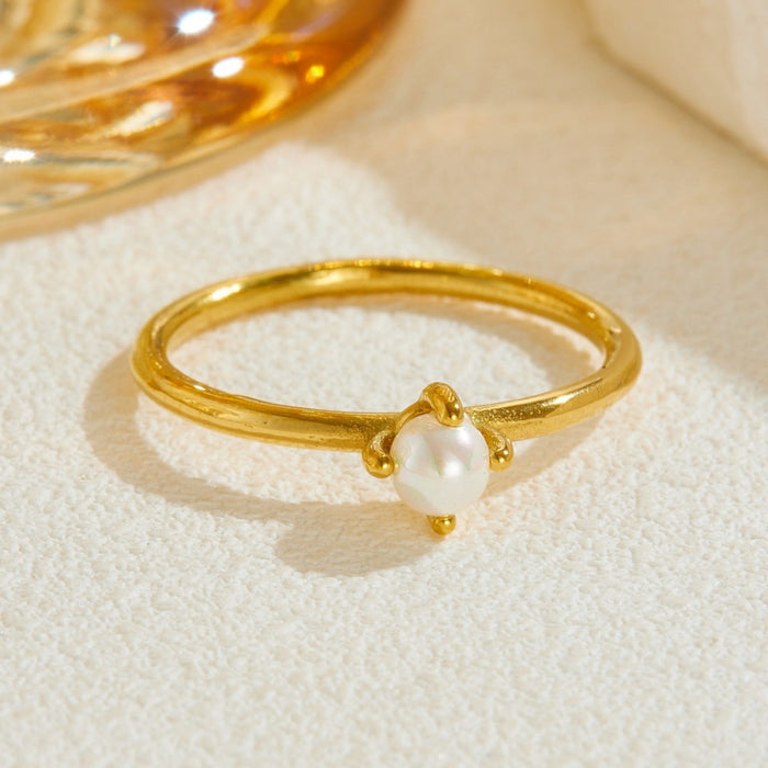 Wholesale Women' s pearl titanium steel ring