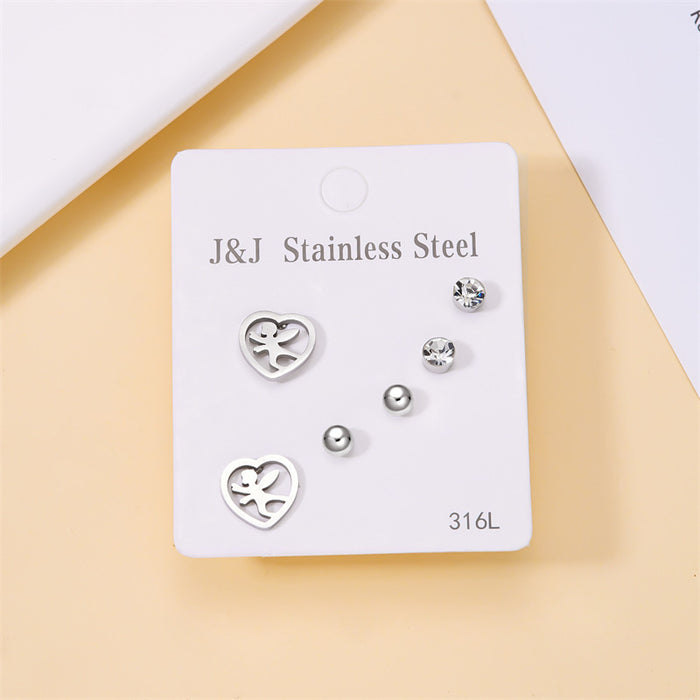 Wholesale Heart Diamond Combination Card Earrings Set Earrings