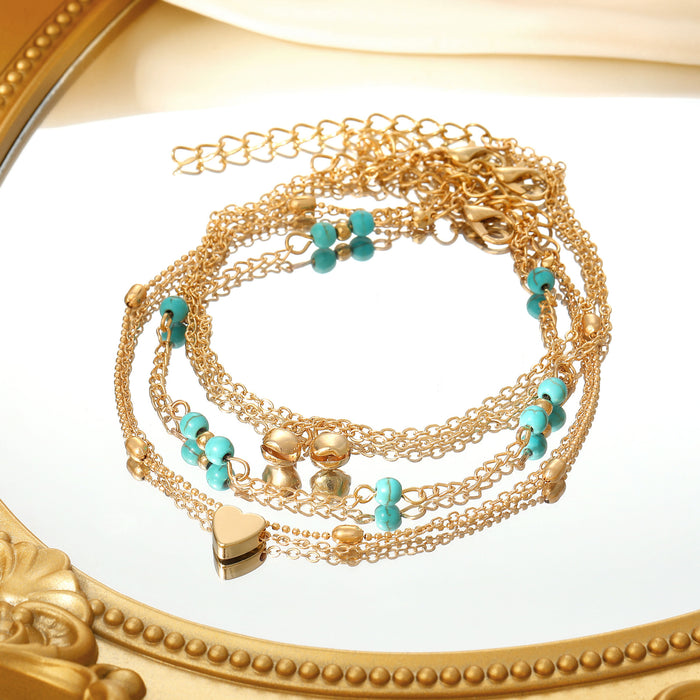 Wholesale Retro Starfish Turquoise Beach Anklets