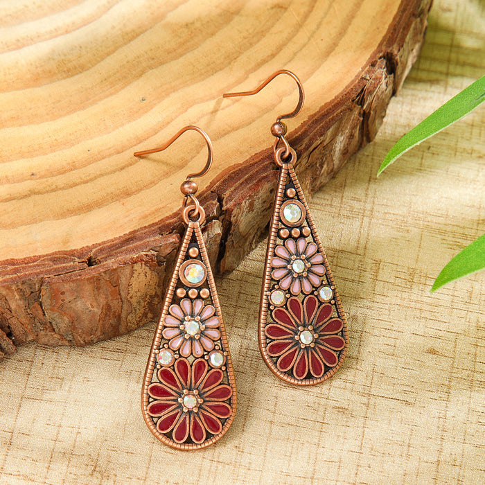 Wholesale Zinc Alloy Bohemian Drop Earrings with Rhinestone for Party Wear Boutique Resale MOQ≥2