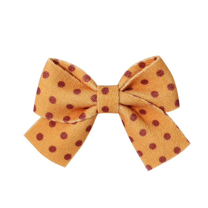 Wholesale Polyester Milk Pattern Fabric Bow Hairpin JDC-HC-Xiane016