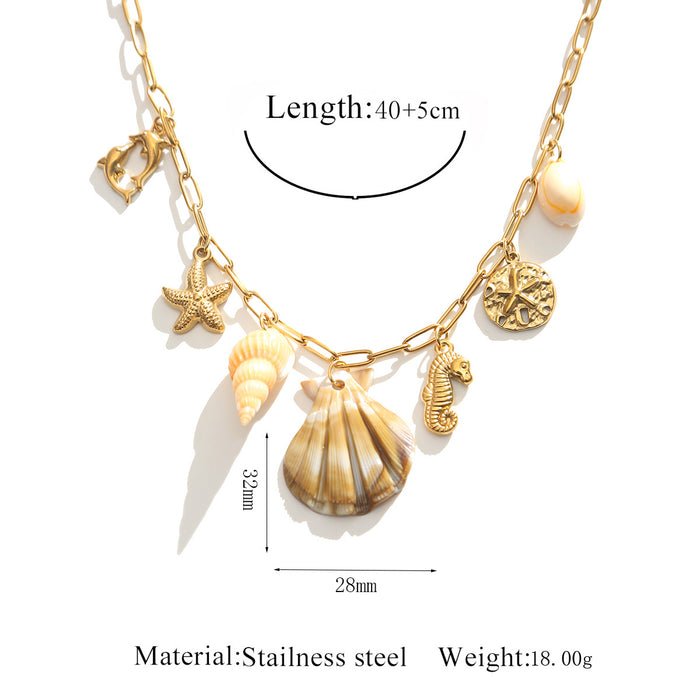 Wholesale Seashell and Starfish Clavicle Choker Necklace