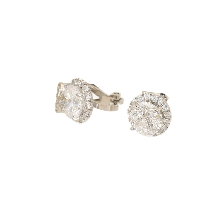 Wholesale Bow studded diamond earrings without ear holes, sparkling diamond temperament, ear clip earrings