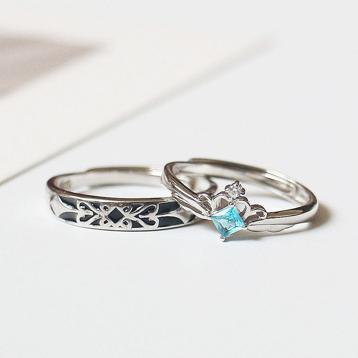 Wholesale Princess and Knight Couple Ring Blue Diamond Valentine's Day