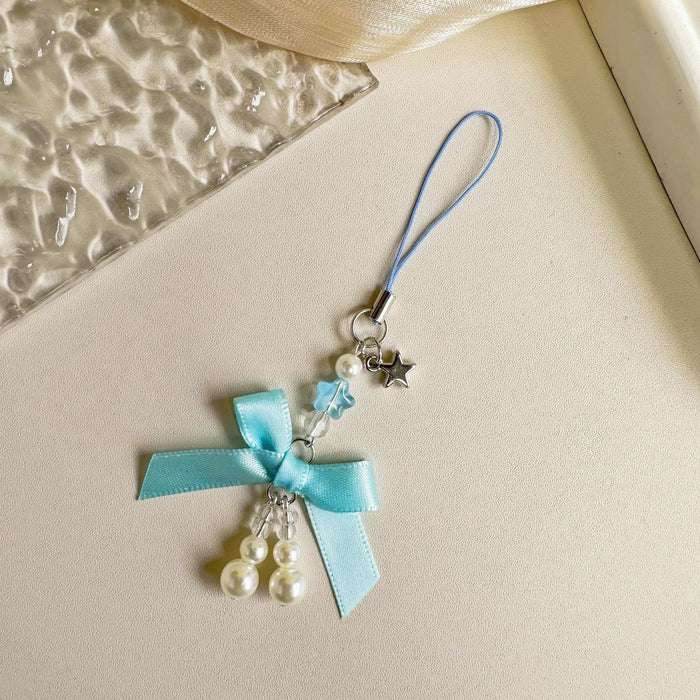 Wholesale Jewelry Sweet Girl's Heart Pearl Bow Pendant Mobile Phone Hanging Rope Chain