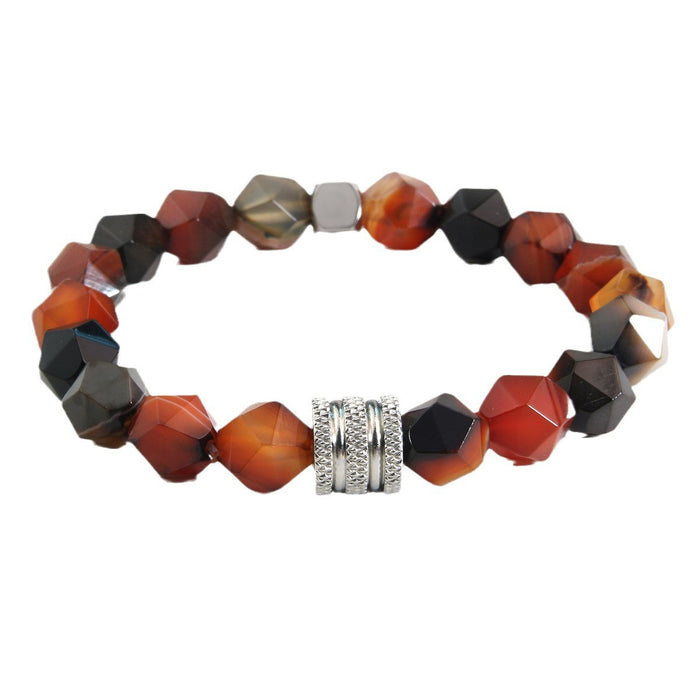 Wholesale Natural Stone Faceted Beaded Men's Bracelet JDC-BT-HongM010