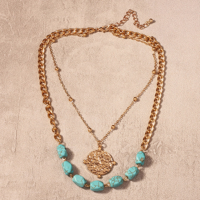 Wholesale turquoise alloy pendant necklace personality Joker