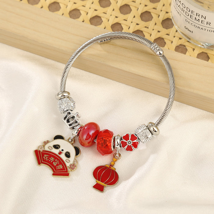 Wholesale Stainless Steel Panda Bracelet Travel Souvenir Fashion Accessory MOQ≥2