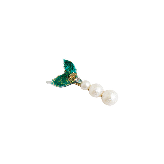 Wholesale Cartoon Children Pearl Mermaid Princess Resin Hairpin JDC-HC-QiY012