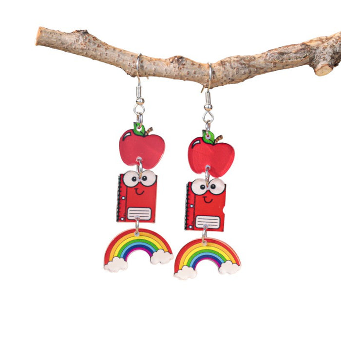 Wholesale Back to school season graduation season pencil bow acrylic earrings female design sense Teacher' s Day element earrings trend