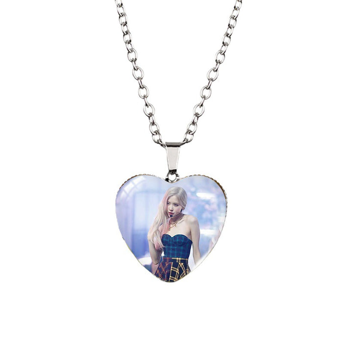 Wholesale Heart-shaped necklace,  peach heart time gem star pendant,  clavicle chain