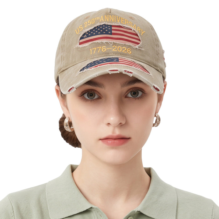 Wholesale Embroidered Distressed Baseball Cap Retro Washed Design