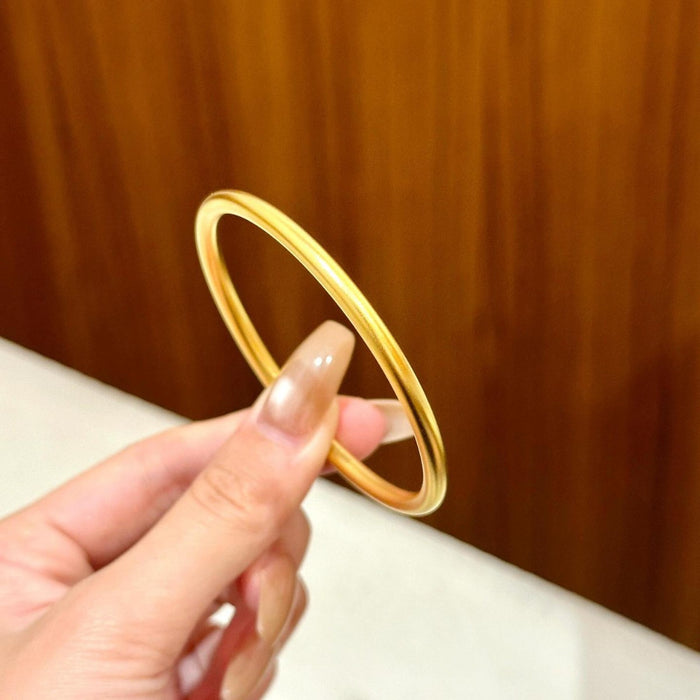 Wholesale Vintage Style 24K Gold Electroplated Solid Copper Plain Ring Bracelet Women S Chic Jewelry Accessory For Resale