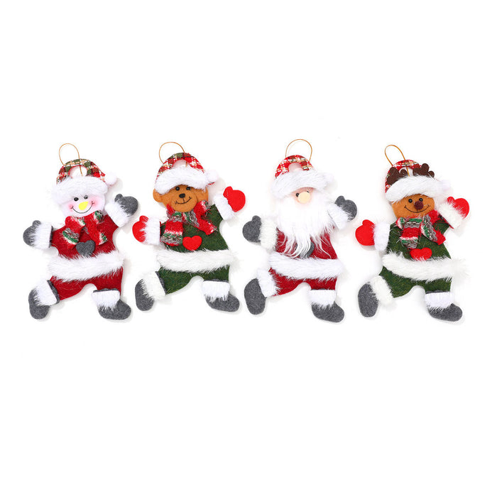 Wholesale Fabric Red and Green Dancing Pendant Hand-Raising Doll Pendant Christmas Tree Small Pendant Decoration