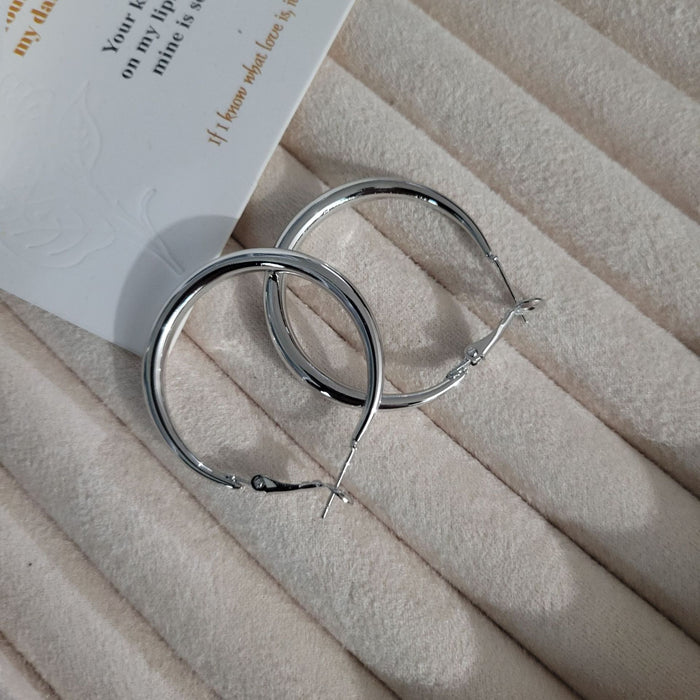 Wholesale Large Earrings 925 Silver Needle Circle Earrings