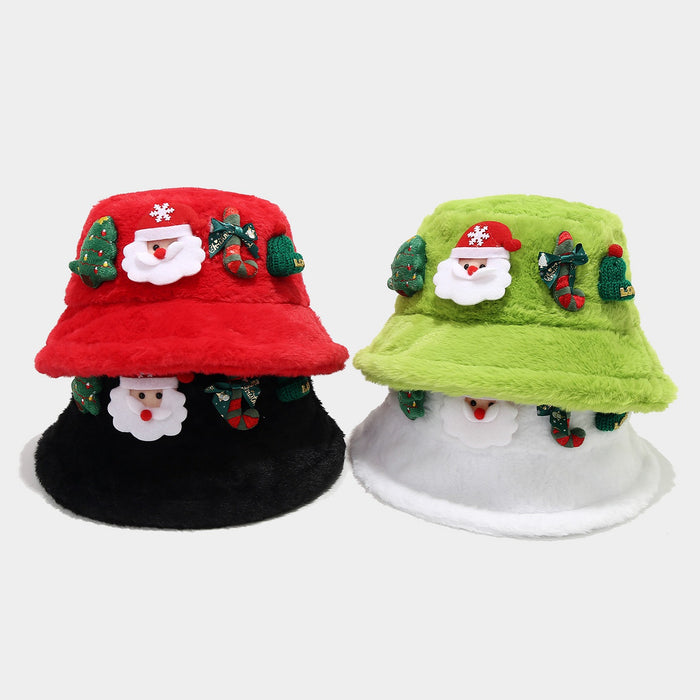 Wholesale Christmas-themed women' s winter warm faux rabbit fur bucket Fashionhat