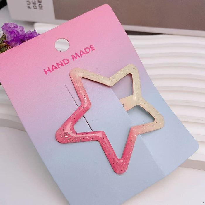 Wholesale Large gradient fine sparkling pentagram side, forehead with broken hair, cute star hairpin hair accessory