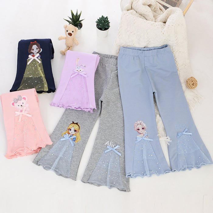 Wholesale Cotton Princess Cartoon Print Flare Pants JDC-BC-ShengY001