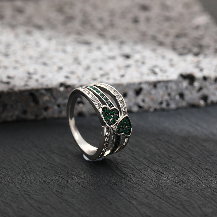Wholesale Ring set with diamonds, heart ring, personalized ring, fashionable, simple, retro, posing ring