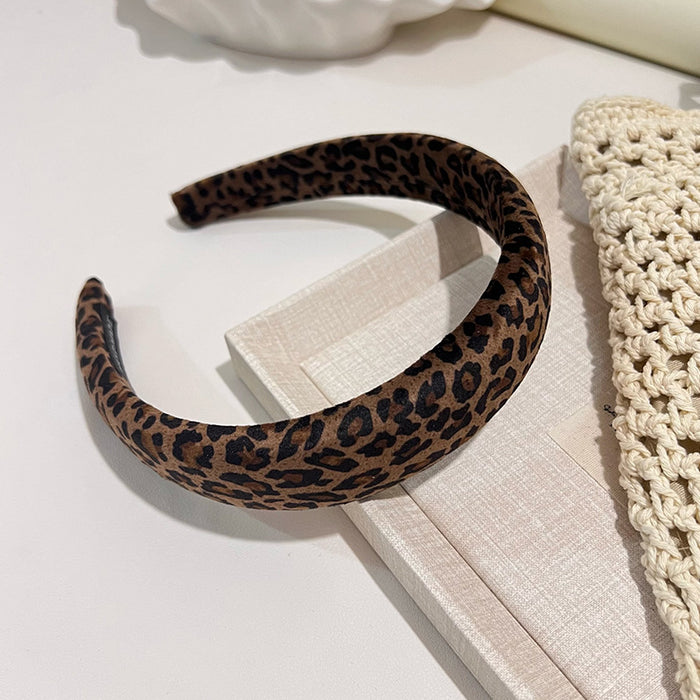 Wholesale Deep Curry Color Leopard Hair Hoop Retro Wind Pressure Hair Stamp