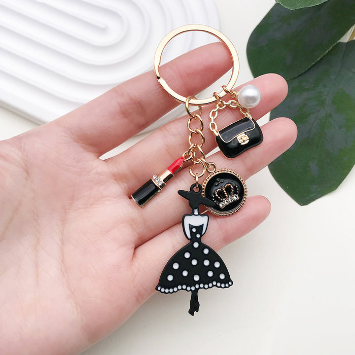 Wholesale Black Dress Pearl Alloy Keychain JDC-KC-LuNeng007