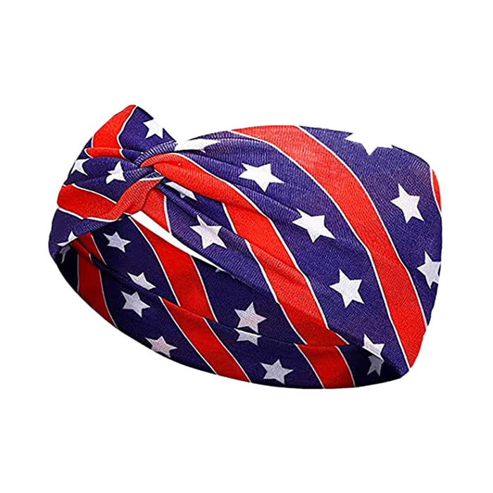 Wholesale 2PCS American Flag Independence Day Stars Knotted Sweat Absorbent Sports Bundle Fabric Headband JDC-HD-YunQ001