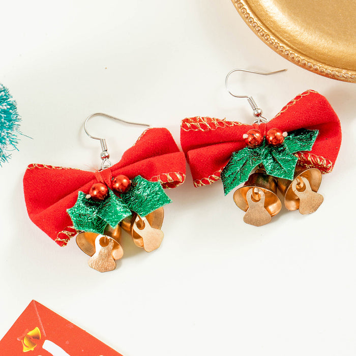 Wholesale Christmas Santa Cartoon Bow Bell Earrings Fashion Jewelry Gift MOQ≥2
