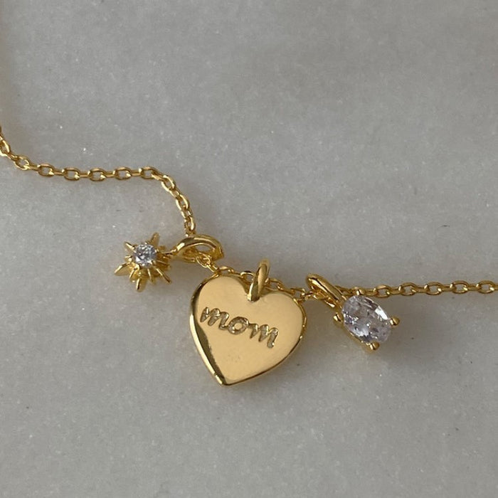 Wholesale Letter Mom Zircon Mother's Day Love Necklace JDC-NE-Jif060