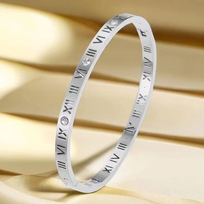 Wholesale Titanium Steel Non-fading Roman Numeral Bracelet JDC-BT-Xinj003