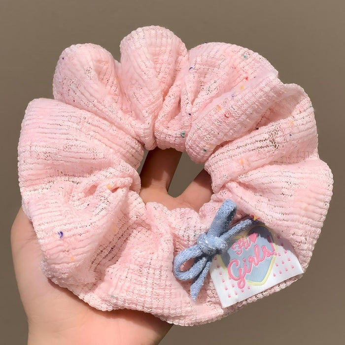 Wholesale Blue and pink bow knot knitted hair scrunchies
