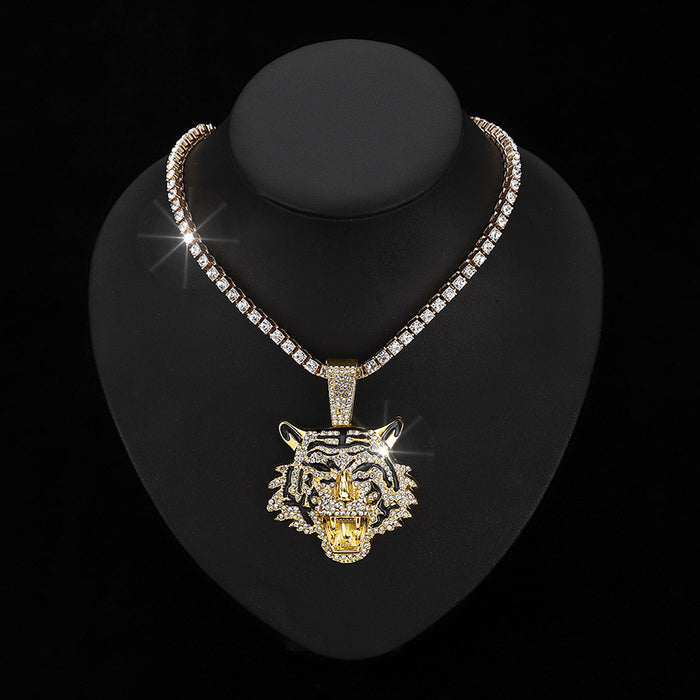 Wholesale 3D Diamond Tiger Pendant Alloy Men's Necklace JDC-NE-QingR008