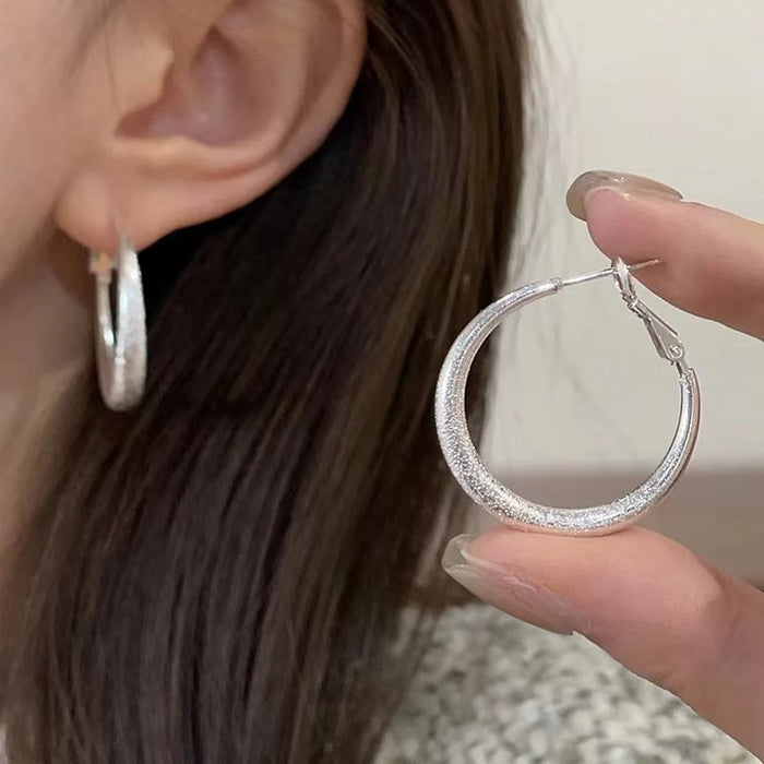 Wholesale Frosted Gymnback silver Ear Ring Ear Buckle Elegant Personality Earrings Earrings