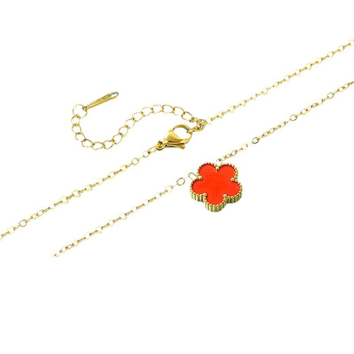 Wholesale Stainless Steel Four-leaf Clover Double-sided Diamond Necklace Women's