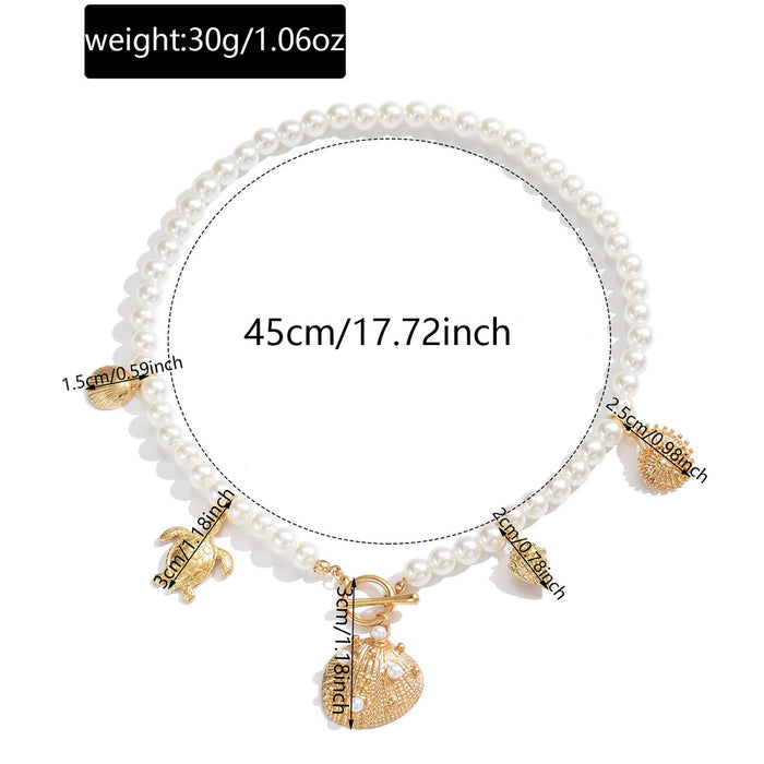 Wholesale Jewelry Summer Imitation Pearl Necklace Fashion Shell Turtle Clavicle Chain