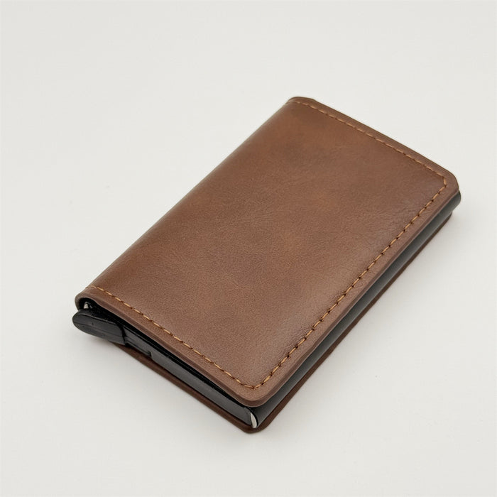 Wholesale Urban Simplicity Auto Eject Multi-Card Metal Case Wallet Carbon Fiber Black MOQ≥2