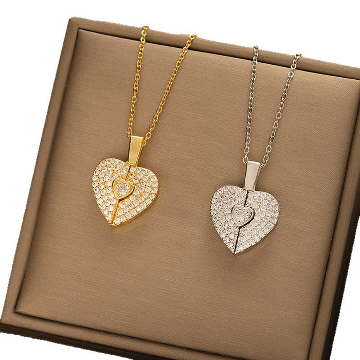 Wholesale Titanium Steel heart necklace Opening and Closing Necklace for Women choker necklace Jewelry