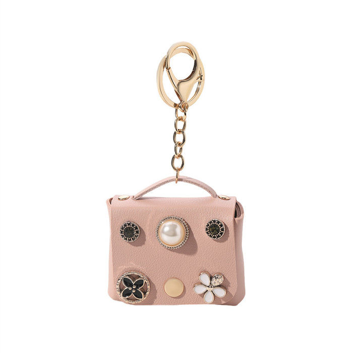 Wholesale PU Cartoon Inlaid Pearl Coin Purse Keychain JDC-KC-RongRui001