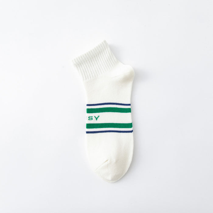 Wholesale Short tube men's socks, fashionable striped socks, casual and comfortable cotton socks, breathable and personalized
