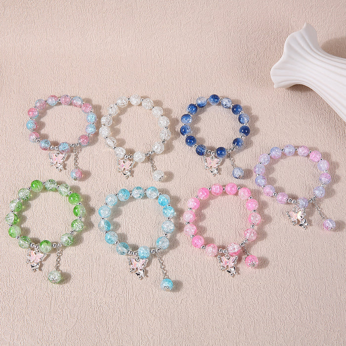 Wholesale New floral butterfly bead bracelet with niche design, crystal bracelet with trendy and versatile colorful accessories