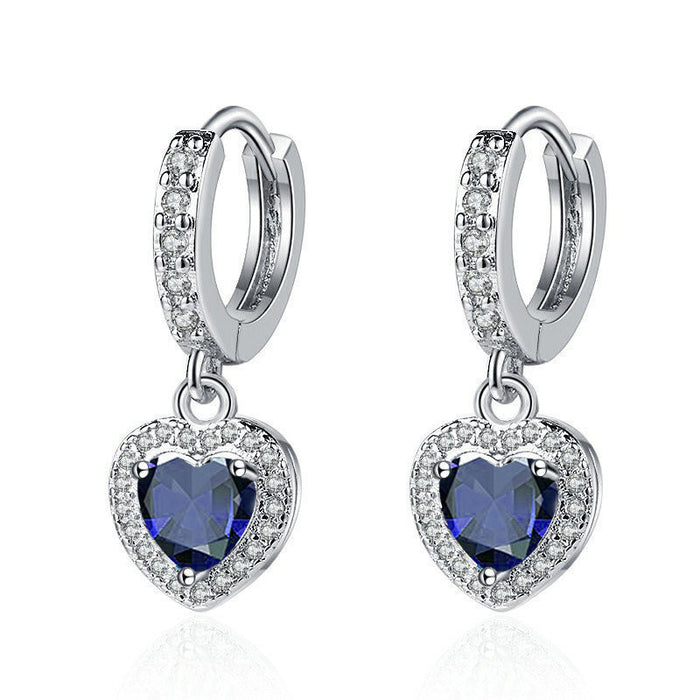 Wholesale Copper Inlaid Zircon Heart Earrings