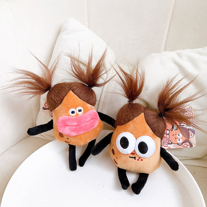 Wholesale Creative Plush Cute Fried Potato King Cartoon Car Keychain Bag Pendant Couple Small Gift