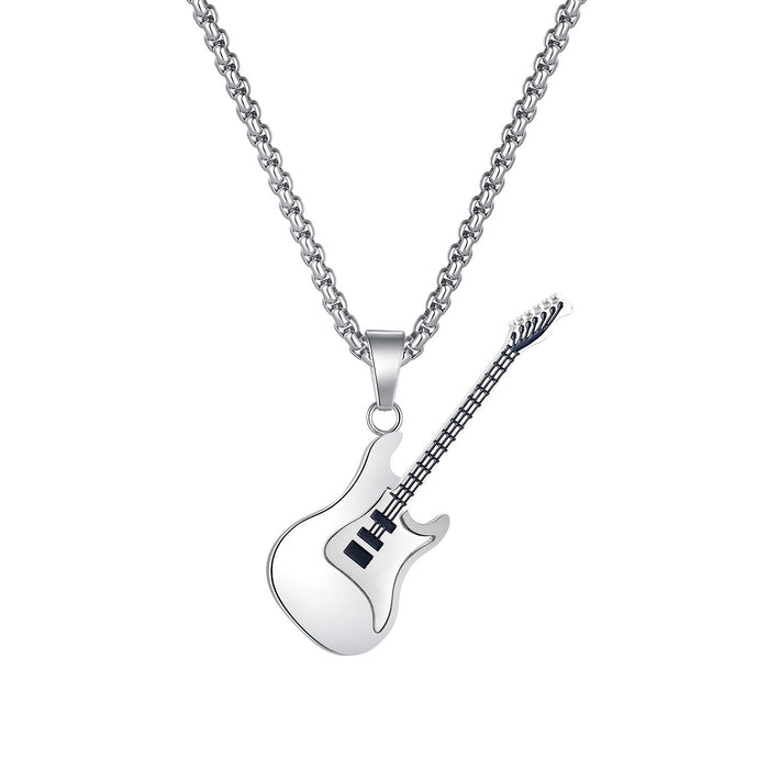 Wholesale Personalized and trendy stainless steel guitar pendant, street classic titanium steel necklace