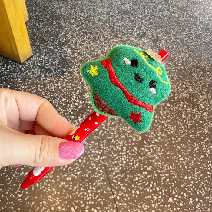 Wholesale Christmas Plush Cute Cartoon Push Ballpoint Pen