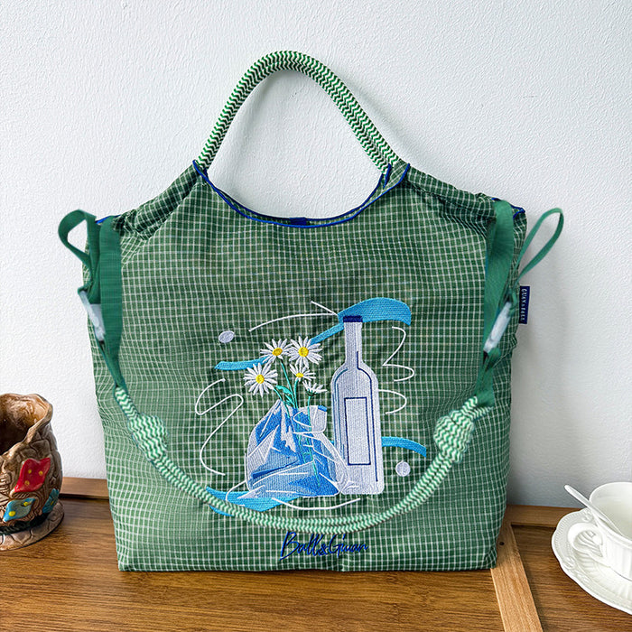 Wholesale Canvas bag embroidery shopping bag tote bag large capacity bag women' s handbag crossbody bag