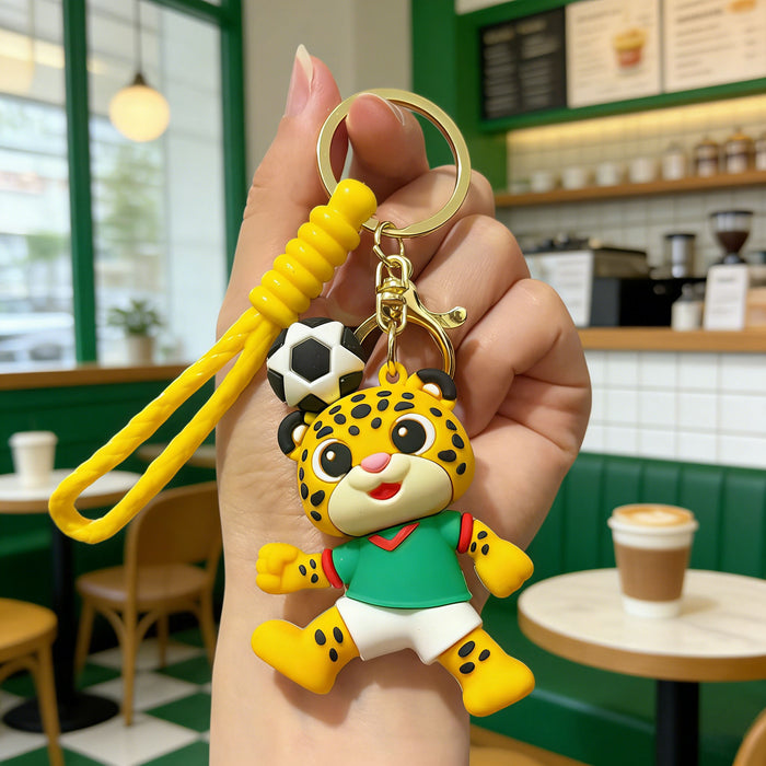 Wholesale 2026 Mascot Keychain Silicone PVC Soccer Charm Gift Bag Car Key Accessory MOQ≥2