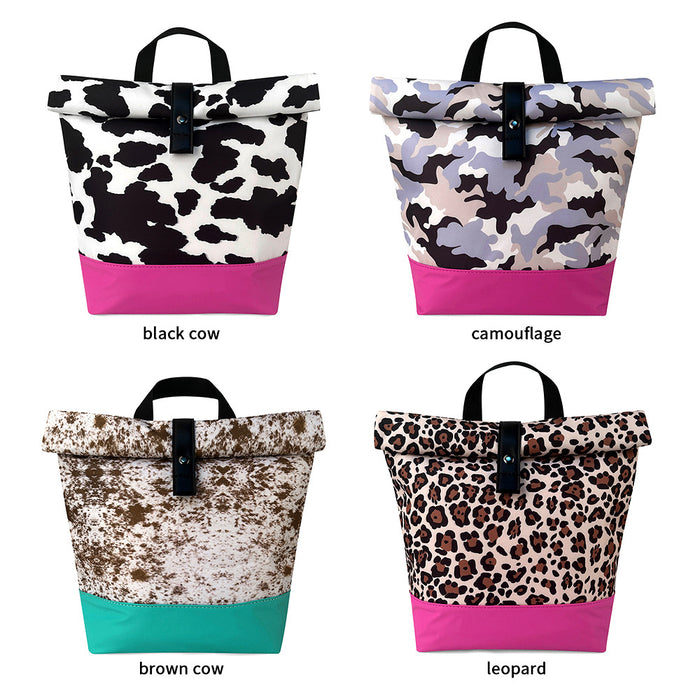 Wholesale 10PCS Leopard Cow Print Large Capacity PU Portable Folding Waterproof Clutch JDC-HB-DuoMier002