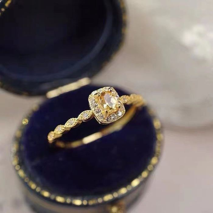 Wholesale Yellow Crystal Zircon Open Light Luxury Ring Natural Stone Crystal Fine Circle